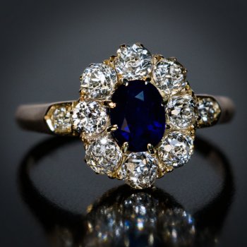 antique sapphire and diamond engagement ring