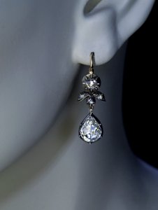 antique rose cut diamond dangle earrings