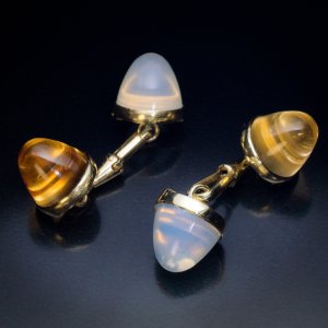 antique moonstone citrine and gold cufflinks