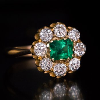 antique emerald and diamond engagement ring