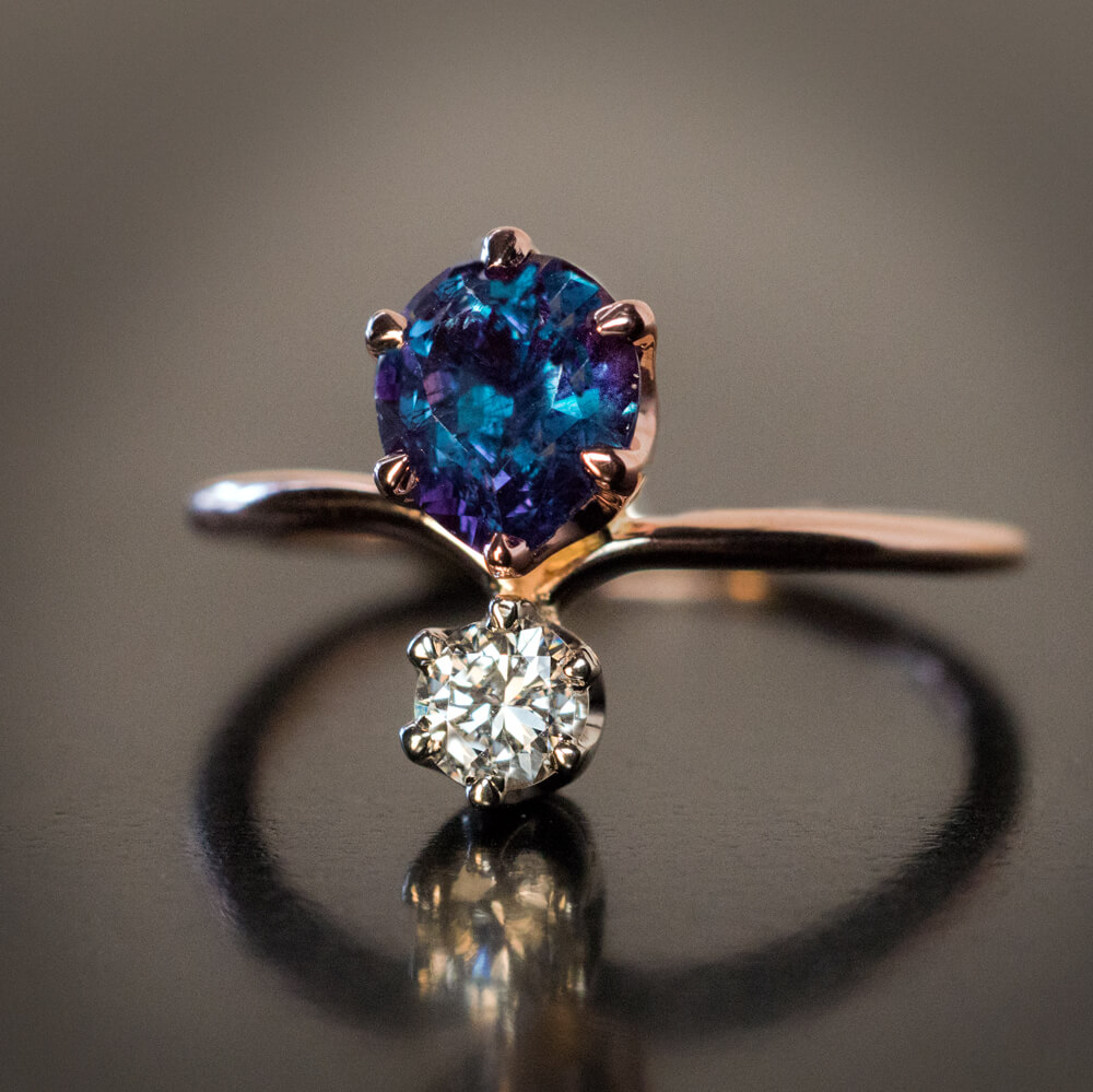 Charming Estate Ring with One Trillion Cut Diamond, Rare Unique Antique  Artistically Surrounded By Diamonds - Diana Michaels Jewelers