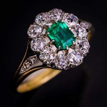 antique emerald diamond engagement ring