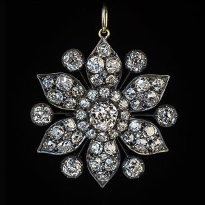 antique Victorian old mine cut diamond pendant necklace