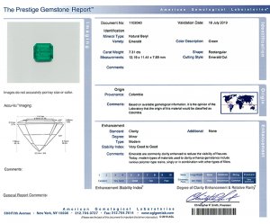 7 ct emerald Colombia AGL certificate