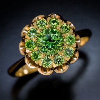 Russian demantoid cluster ring