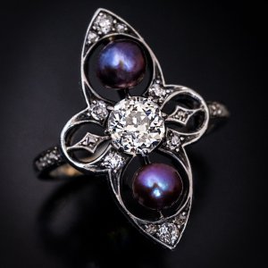 antique pearl and diamond ring