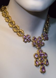 antique necklace with pink topaz