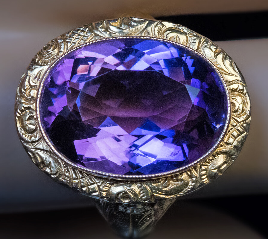 Victorian Era Antique Chased Gold Amethyst Unisex Ring - Antique ...