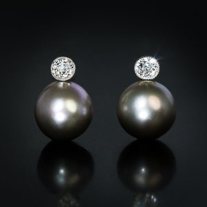 pearl and diamond vintage earrings