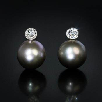 pearl and diamond vintage earrings