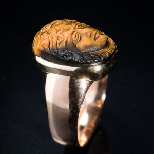 antique tiger eye cameo ring