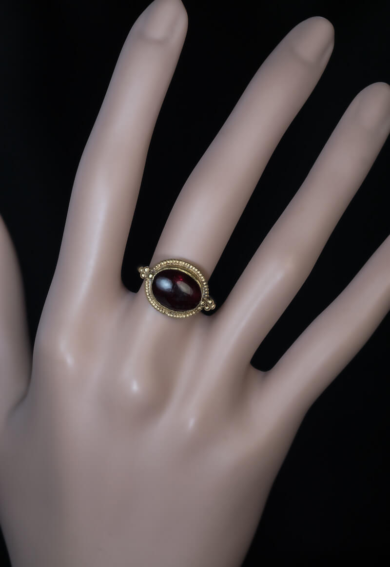 Ancient Byzantine Cabochon Garnet High Karat Gold Ring - Antique ...