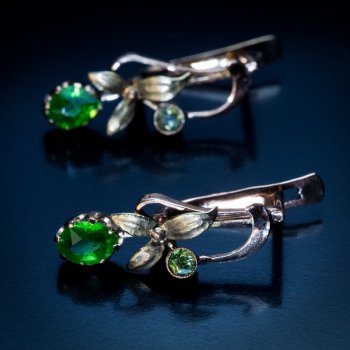 demantoid Art Nouveau earrings