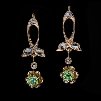 Art Nouveau demantoid earrings