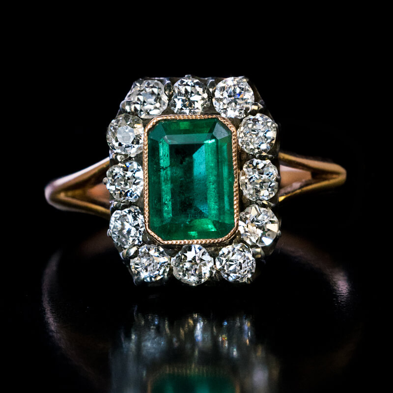 Antique Russian Emerald and Diamond Engagement Ring - Antique Jewelry ...