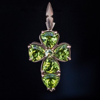 peridot cross pendant