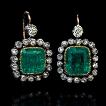 antique emerald and diamond earrings