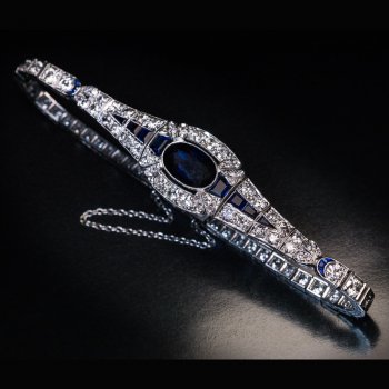 Art Deco antique French sapphire diamond platinum bracelet