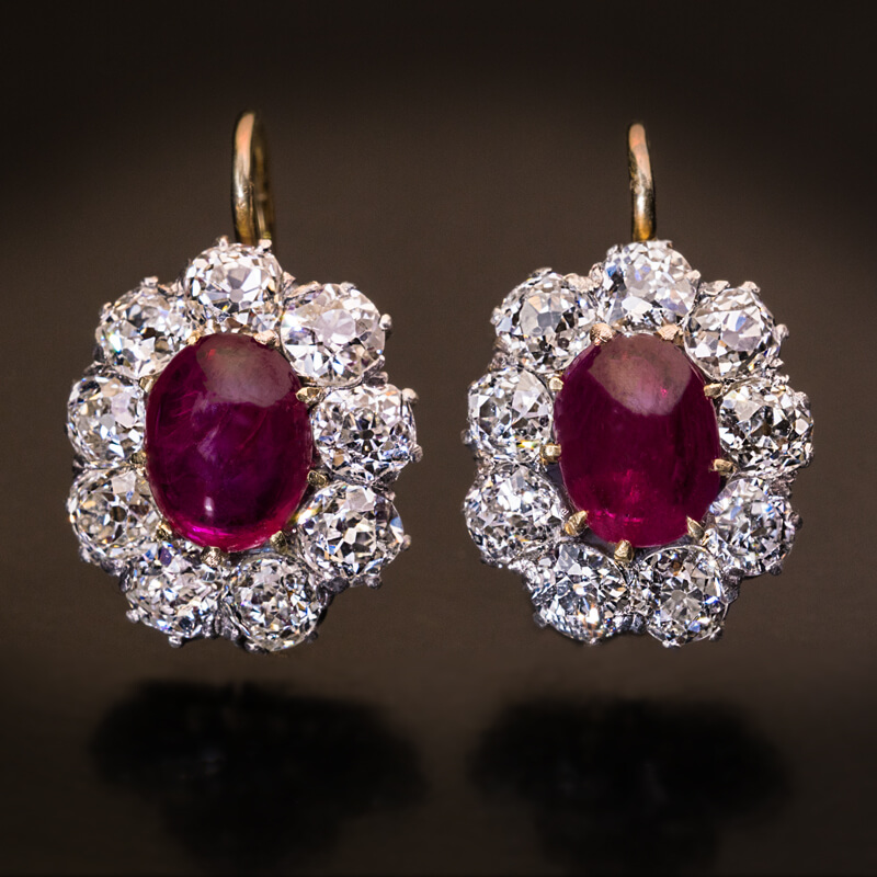 Vintage Ruby Earrings in Sterling Silver 925 and 18K Gold | eBay