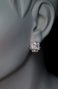 antique old mine cut diamond cluster earrings