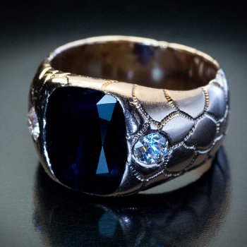 antique sapphire and diamond unisex ring