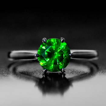 Russian demantoid engagement ring