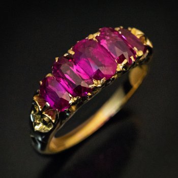 Antique five stone ruby gold ring