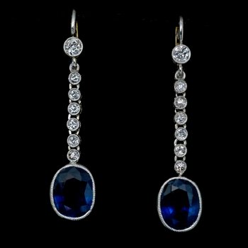 Art Deco vintage sapphire and diamond earrings