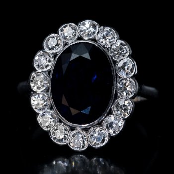 Vintage sapphire and diamond engagement ring