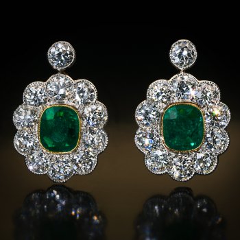 Antique emerald and diamond earrings