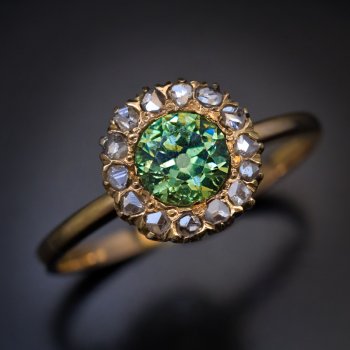 antique demantoid and rose cut diamond ring