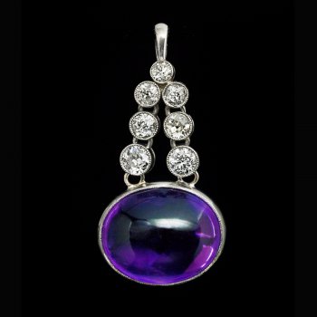 Art Deco vintage amethyst diamond and platinum pendant