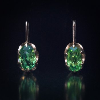 Demantoid jewelry - antique Russian demantoid earrings