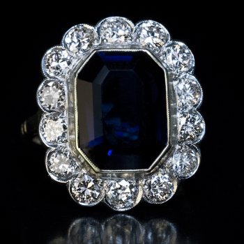 Vintage sapphire and diamond engagement ring