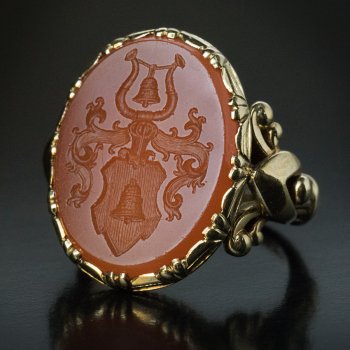Antique armorial intaglio signet ring