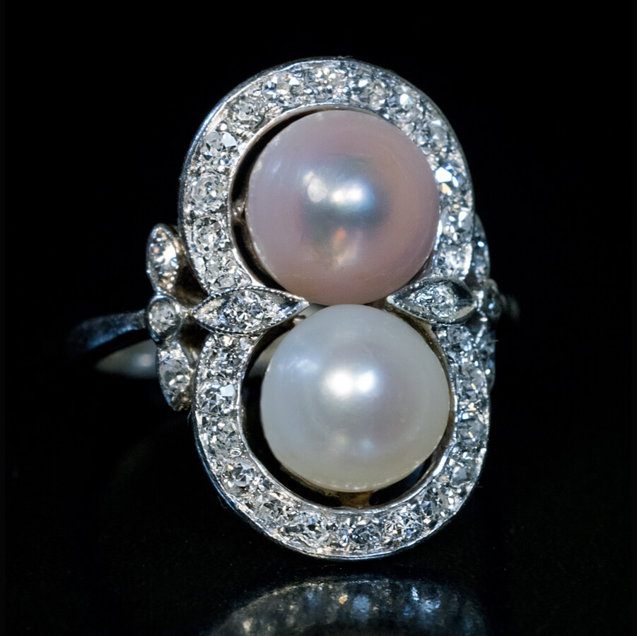 20th Century Pearl Diamonds Yellow Gold Platinum Marquise Ring for sale at  Pamono