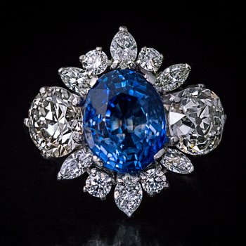 Vintage sapphire and diamond engagement ring