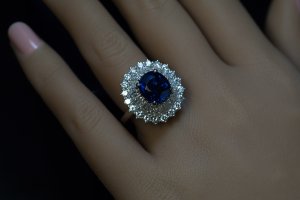 Vintage sapphire and diamond engagement ring