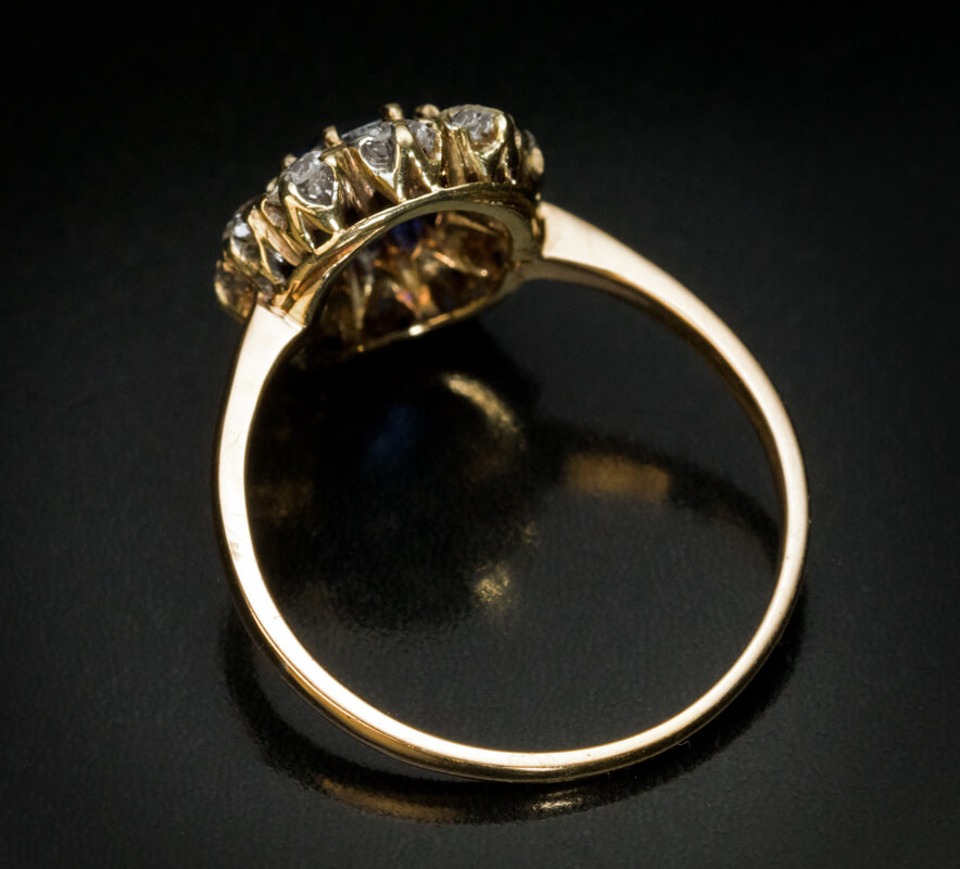 Antique Victorian Sapphire Diamond Cluster Ring Ref Antique
