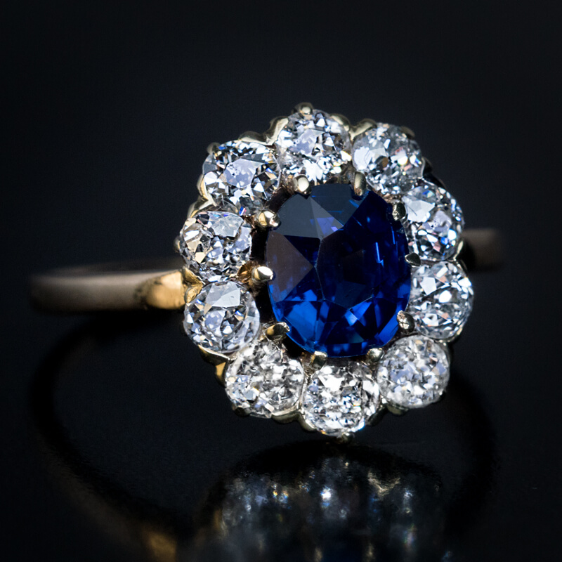 Antique Victorian Sapphire Diamond Cluster Ring Ref: 276494 - Antique ...