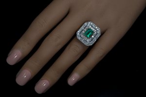 Antique emerald and diamond rings