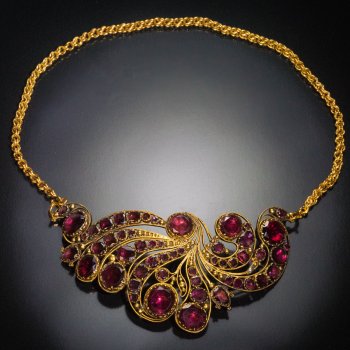 Napoleonic era antique garnet necklace / diadem tiara