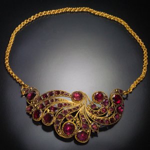 Antique garnet necklace diadem tiara