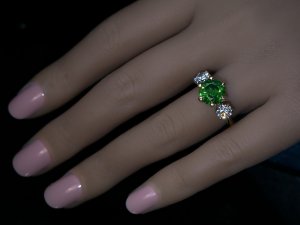 3.51 ct demantoid and diamond ring