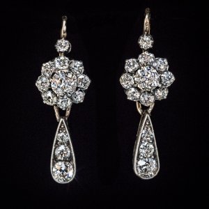 Antique Day to Night old mine cut diamond earrings