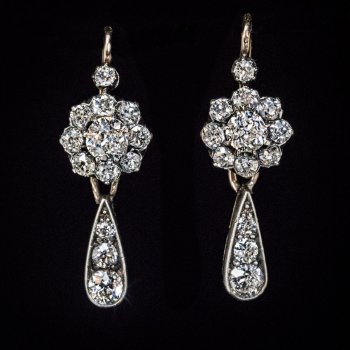 Antique Day to Night old mine cut diamond earrings