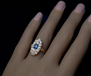 Antique c. 1890 sapphire and diamond ring