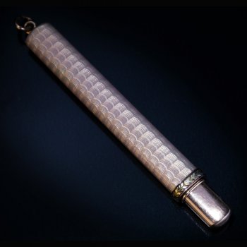 Faberge guilloche enamel pencil holder pendant