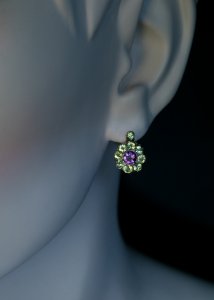 Antique Russian chrysolite and amethyst earrings