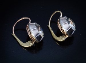 Antique silver topped gold earrings